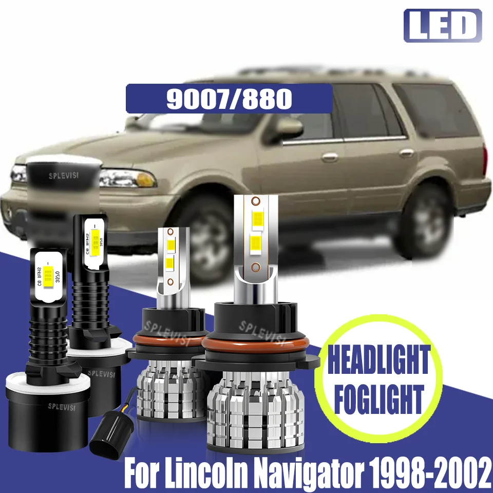 

Direct Fit LED Headlight Foglight Set - No Modification Required For Lincoln Navigator 1998 1997 1998 1999 2000 2001 2002