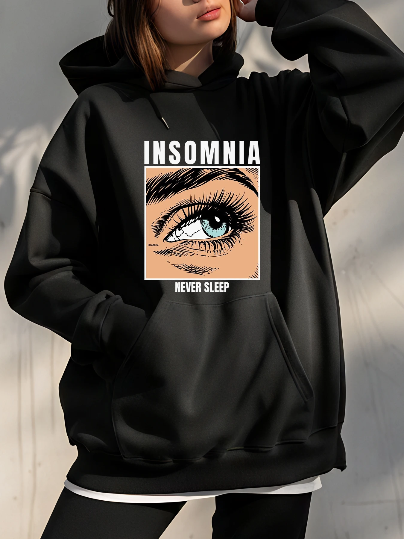

Insomnia Hoodie Eye Print Sweatshirt Unisex Casual Streetwear Women Men Fashion Pullover