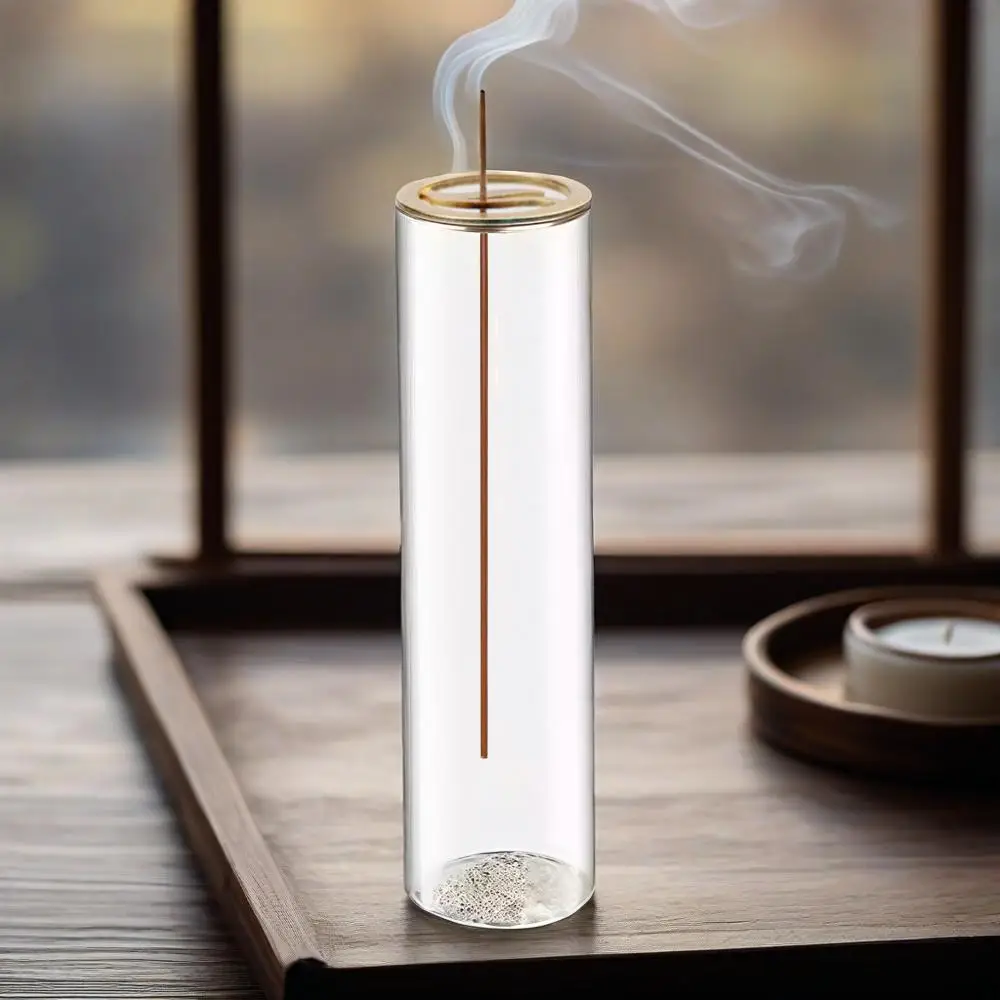 Incense Stick Holder with Glass Ash Catcher – Anti-Ash Flying, Modern Burner for Meditation, Yoga, Spa, Home Decor