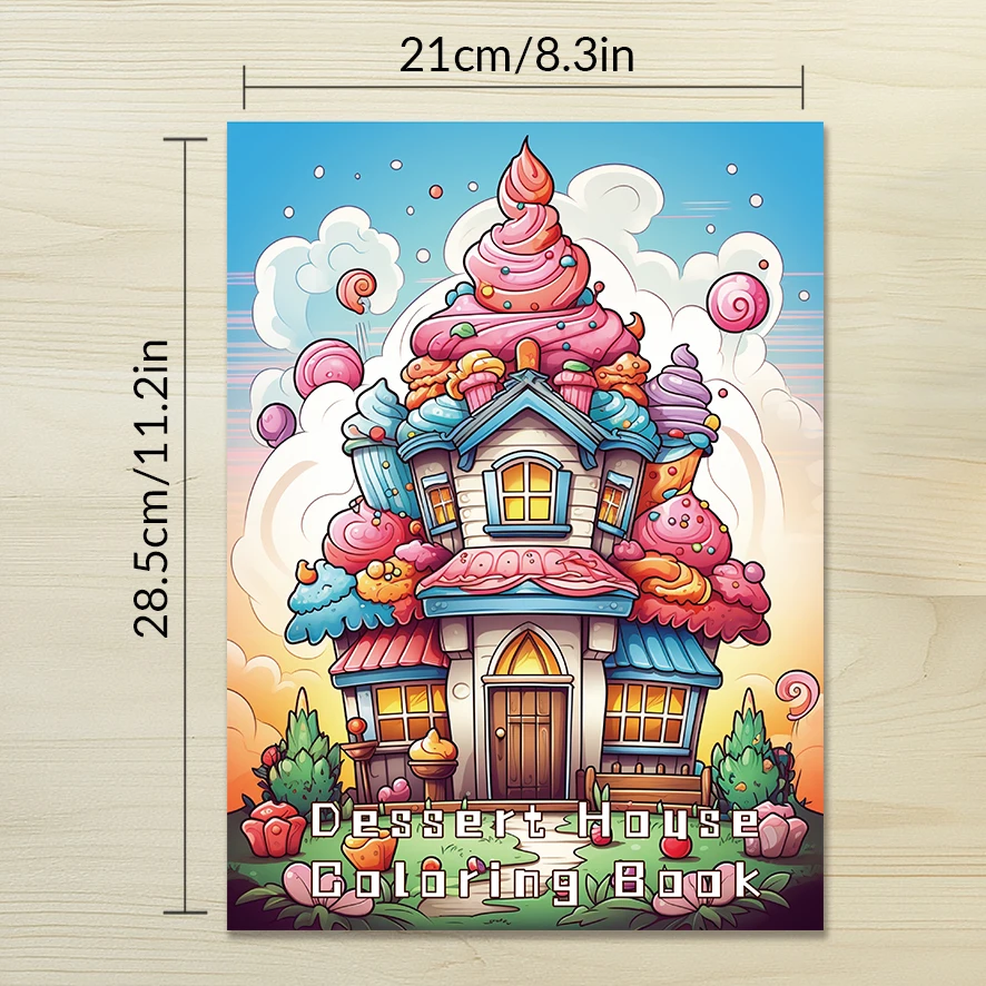 大人の心のこもったデザートの塗り絵は、ストレスを軽減し、感情を和らげるのに役立ちます、8.3x11.2 "、32ページ