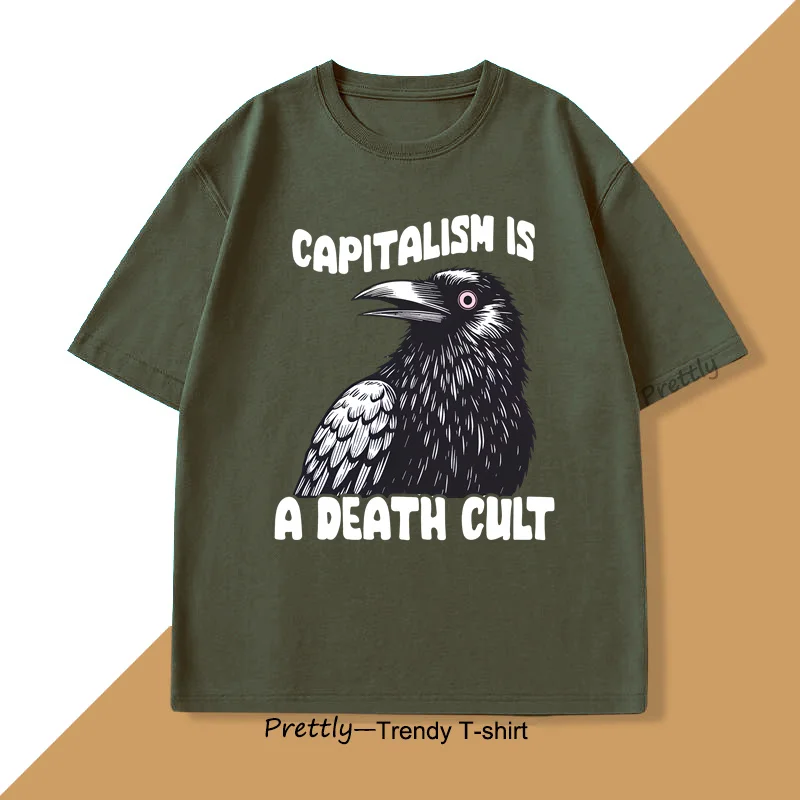 Vintage Capitalism Is A Death Cult T-Shirt Men Women Graphic T Shirts High Qualtity Oversized T-shirt for Men Short Sleeve Tee