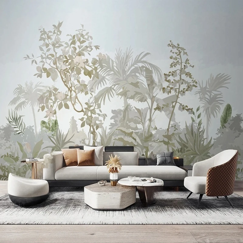 

Индивидуальные настенные фрески с ручной росписью «Тропический лес» для телевизора, современные обои для гостиной, 3D-картина для декора стен
