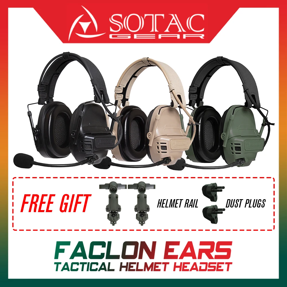 

Tactical Communications Headset FCS FALCON EARS High Fidelity Sound Noise Reduction Earmuffs For Hunting Shooting Airsoft