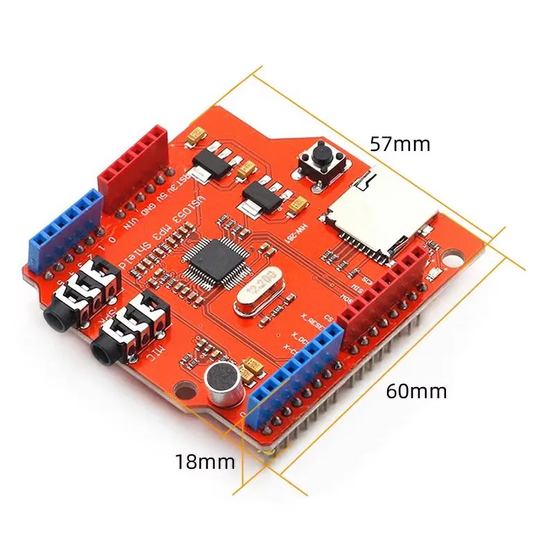 VS1053 VS1053B Stereo Audio MP3 Player Shield Record Decode Development Board Module With TF Card Slot For Arduino