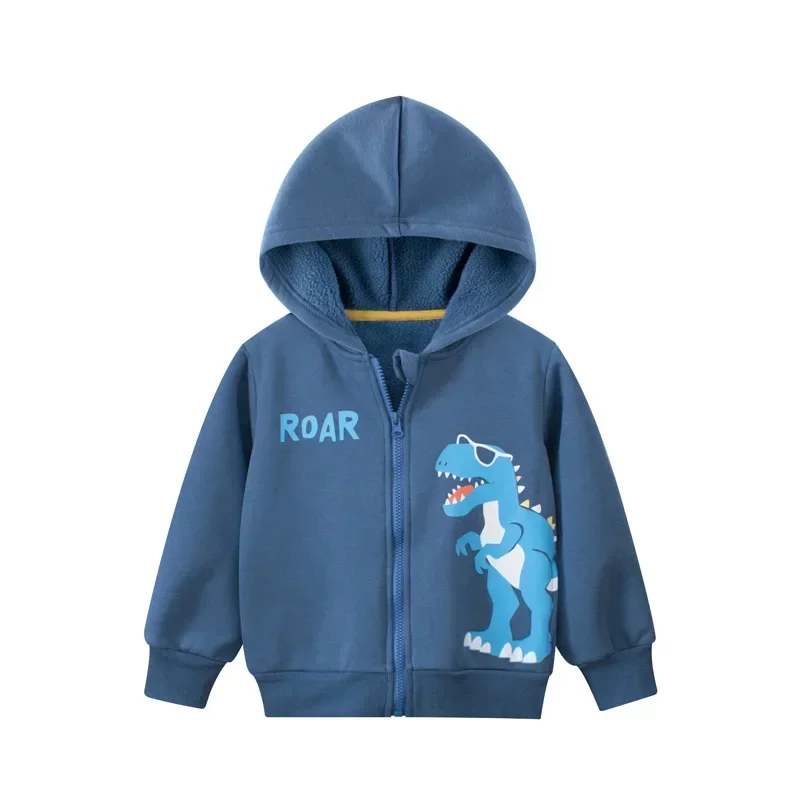 

Children's Coat 2024 Autumn Winter Zippered Jacket Dinosaur Boys Clothes Long Sleeve Hooded Outwear Kids Outfits