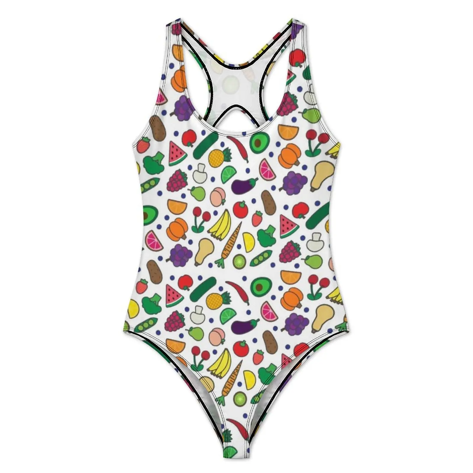 Fruit And Veggie Swimsuit Avocado Print One-Piece Swimwear Push Up Fantasy Monokini Sexy Vacation Bath Printed Swimsuits