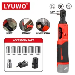 LYUWO 18V 90 Degree Rechargeable Right Angle, Ratchet Kit, Angle Drill, Screwdriver Nut Removal, Car Repair Tool, Power Tool Set