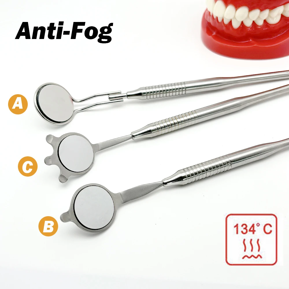 Dental Mouth Mirror High Quality Anti-Fog Rhodium Mirrors Reflectors with Handle Double Sided Reuse