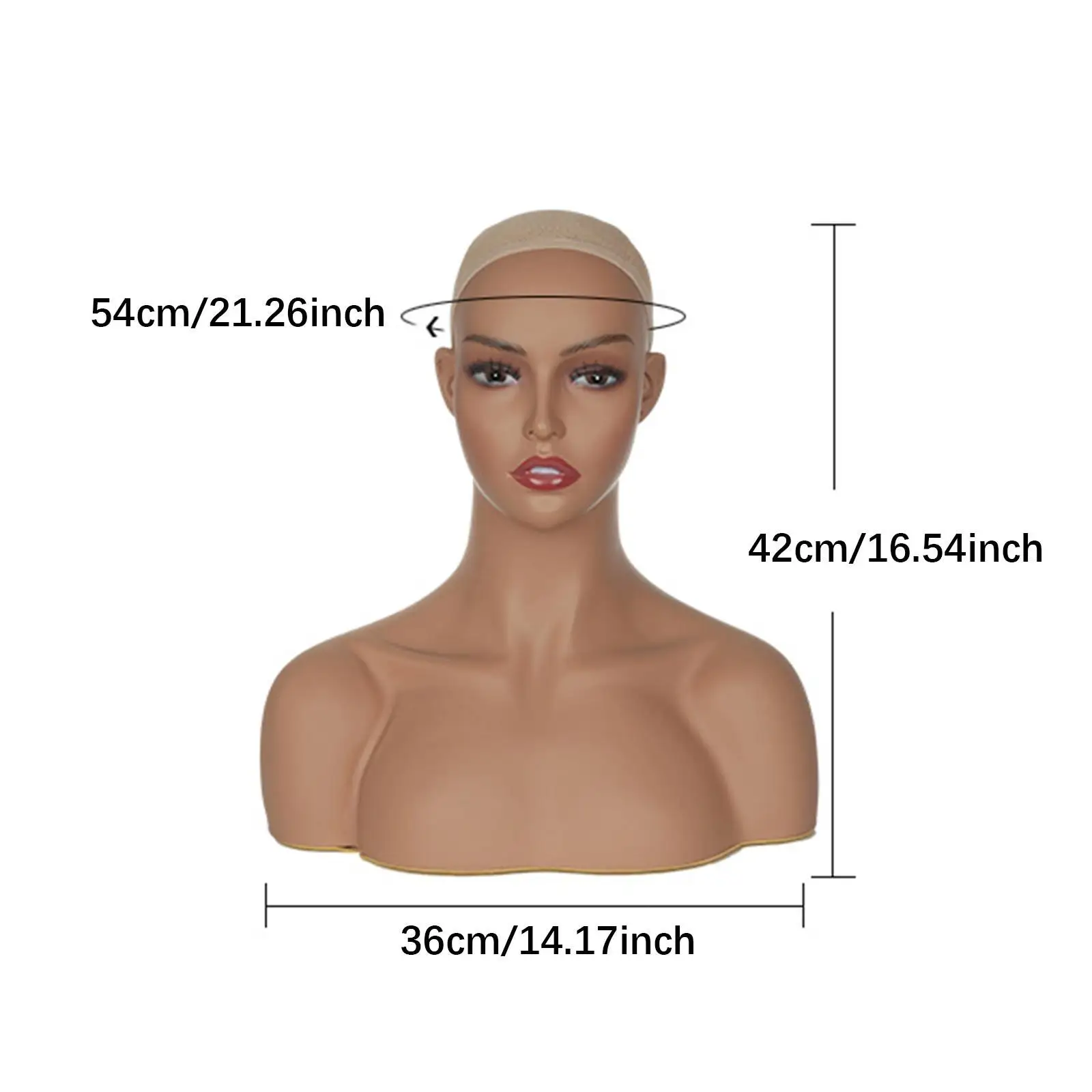 Realistic Mannequin Head Wig Display Stand Makeup Display Prop Professional Wig Head with Wig Cap for Earrings Necklace Hat