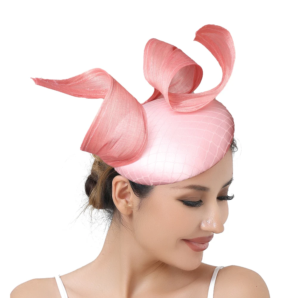

Women's High-Quality Silk-Linen and satin Fascinator Hat Headwear Cocktail Wedding Bride Hair Accessories with hair clip