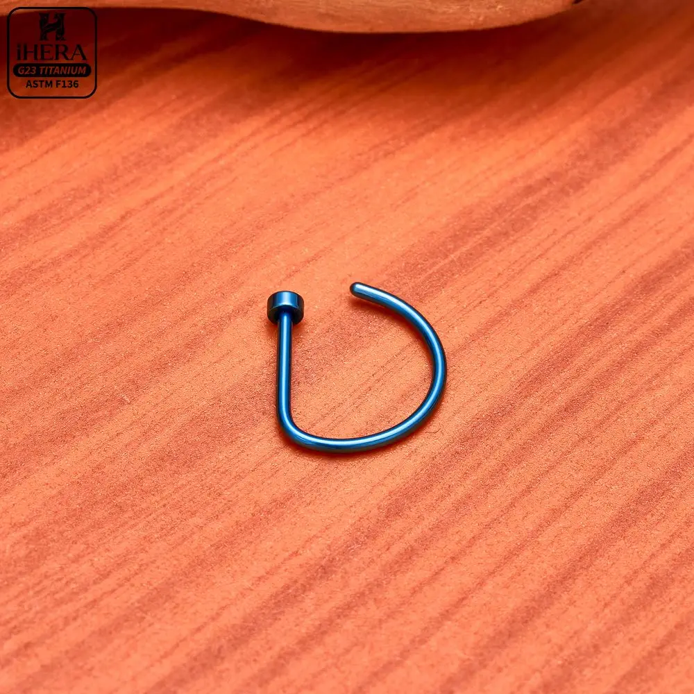1/10PCS ASTM F136 Titanium Fake Nose Ring Hoop Non Piercing D Shape Nostril Lip Septum Earring Body Jewelry Kit