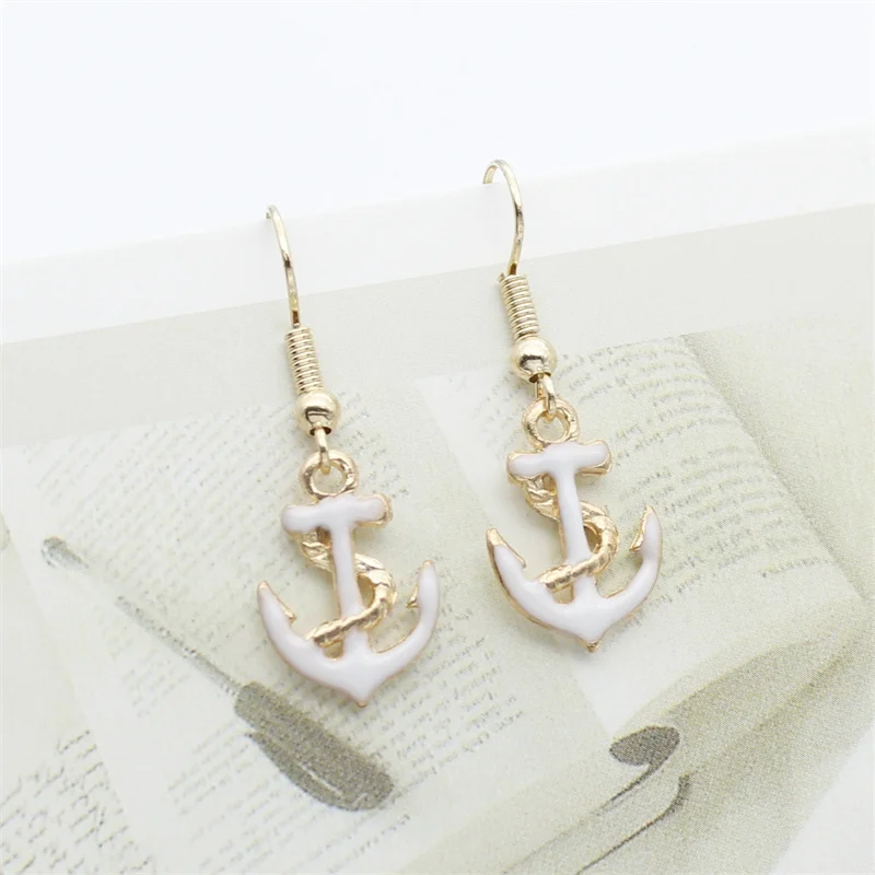 Ladies Fashion Retro Anchor Female Pendant Earrings Alloy Oil Drop Earrings Cute Small Objects Personality Jewelry