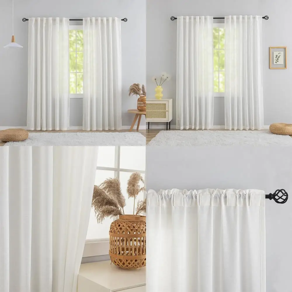 Tende oscuranti termicamente isolate per soggiorno, tende bianche velate solide per uso in camera da letto