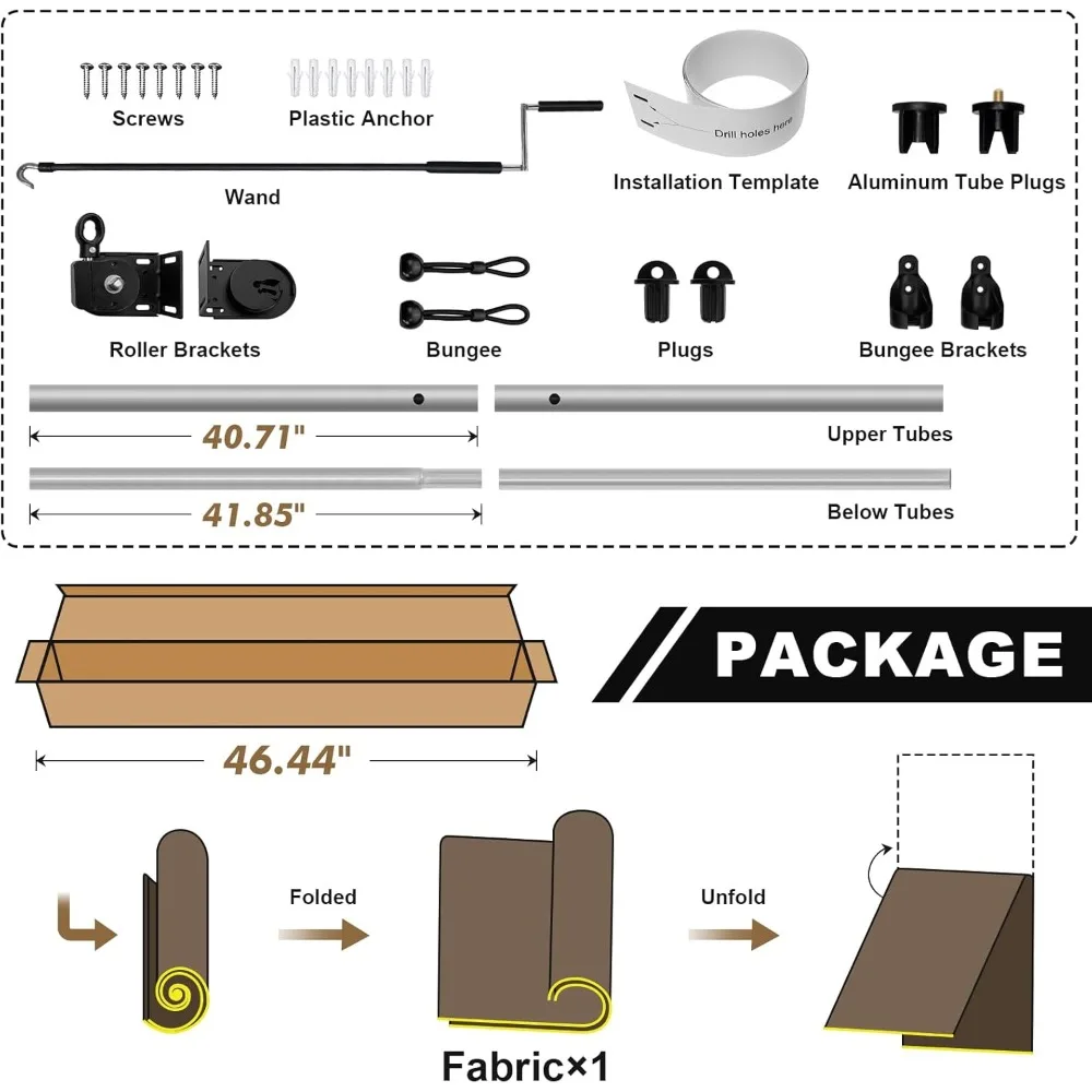 مظلة دوارة خارجية لاسلكية بعرض 7 أقدام وطول 8 أقدام، لمسة نهائية من خشب الجوز، تصميم عمود مقسم للفناء، ستائر قابلة للطي بطول #4