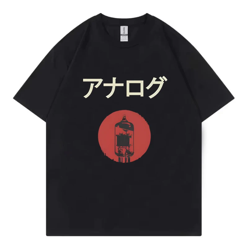Funny Retro Japanese Analog Tube Classic Graphic T-shirts Men Women's Fashion Casual Tshirt 100% Cotton Loose Oversized T Shirt