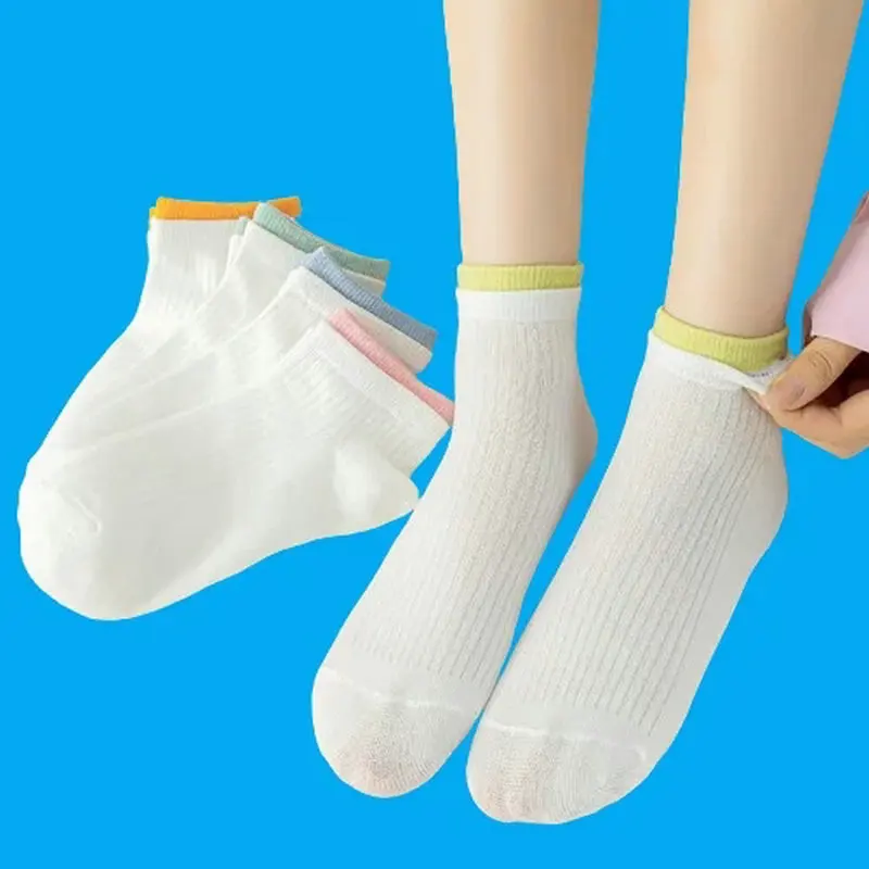 Calcetines deportivos transpirables absorbentes de sudor para mujer, medias de algodón puro de Color degradado, de tubo medio, para Primavera, Otoño y verano, 5/10 pares