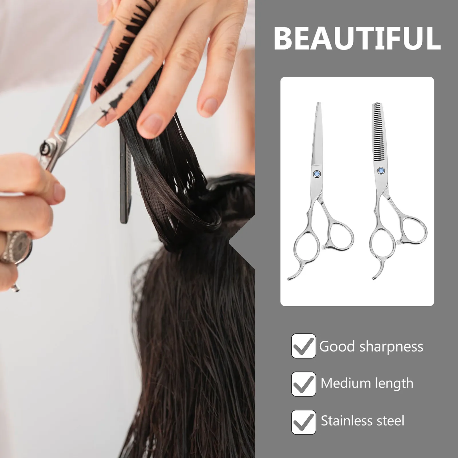 

2 Pcs Hair Scissors Lefty Cutting Tools Stainless Steel Hairdressing Shears Trimming