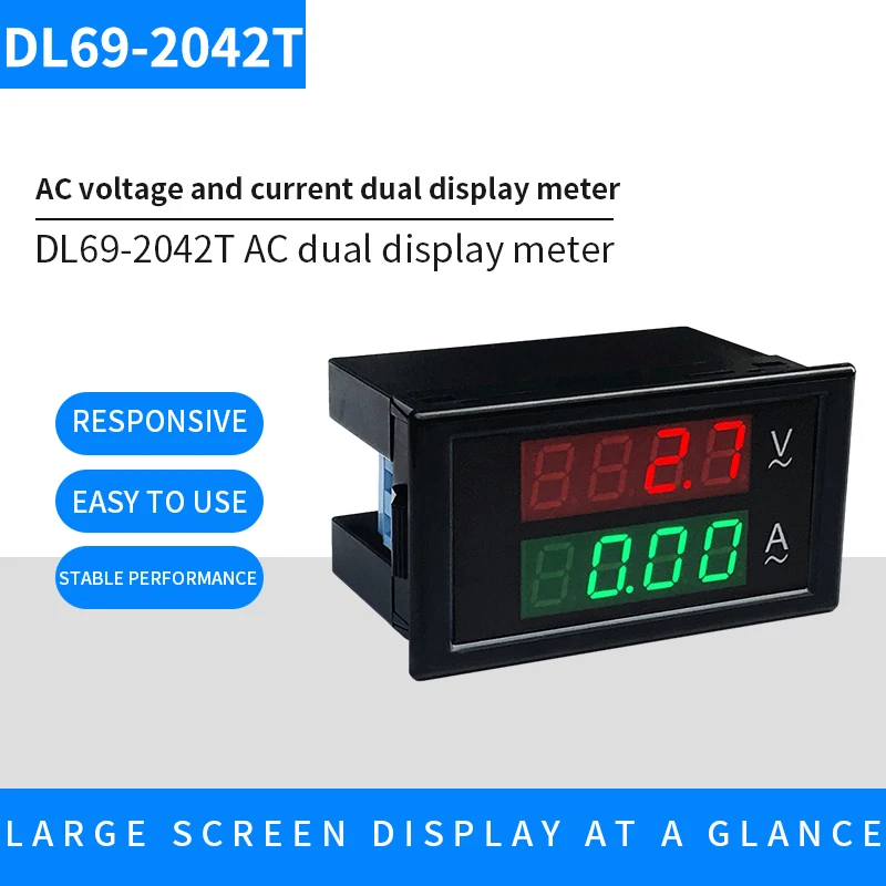 DL69-2042T AC cyfrowy woltomierz AC 100A 0-500VA detektor wysokiej precyzji podwójny wyświetlacz miernik