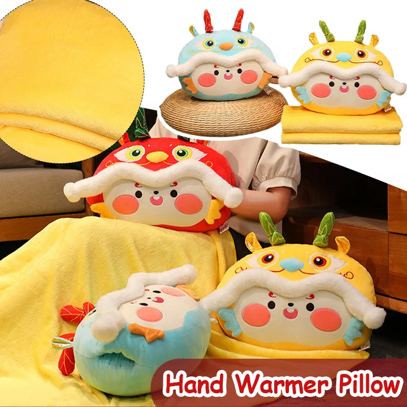 Chinese Style Plush Cushion Pillow+Carpet Sleeping Blanket 2024 Dragon Year New Office Nap Pillow Student Sleeping Pillow