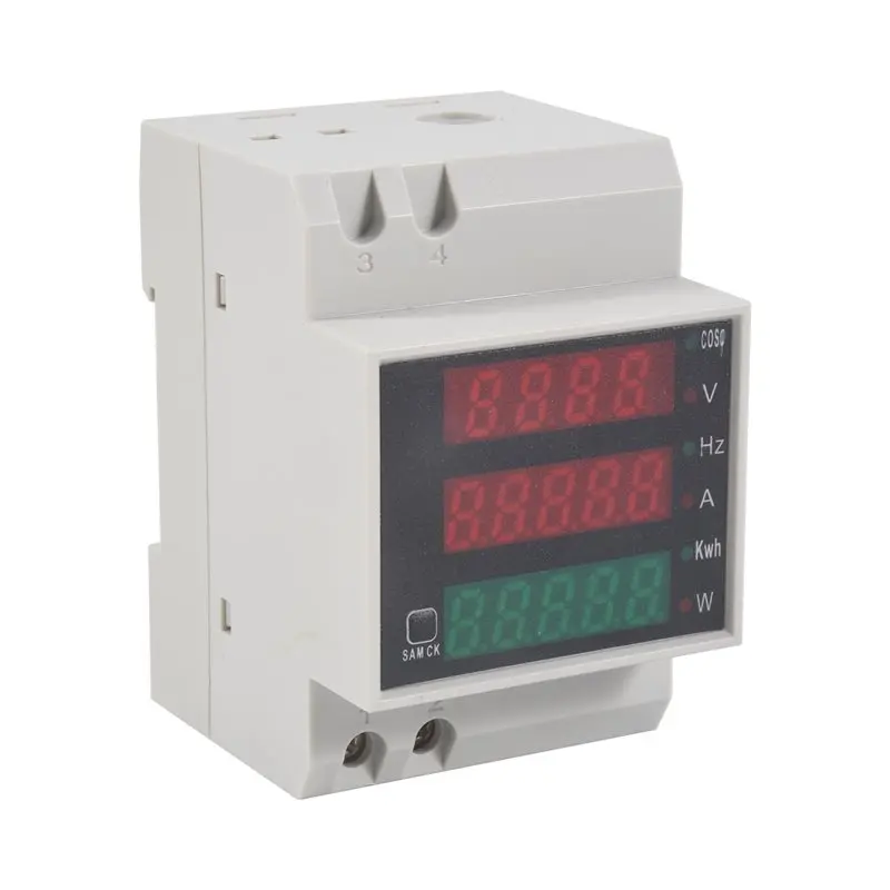 PHFU-D52-2058 Wattmeter Din Rail Volt Current Meter Power Factor Digital Meter AC80-300V Multi-Function Kwh Hz Meter 0-100A