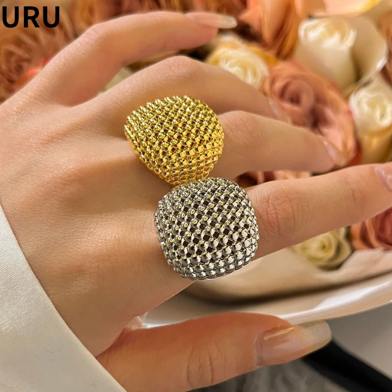 Fashion Jewelry European and American Design Metallic Rings For Women Party Gifts Exaggerative Accessories 2024 Trend New