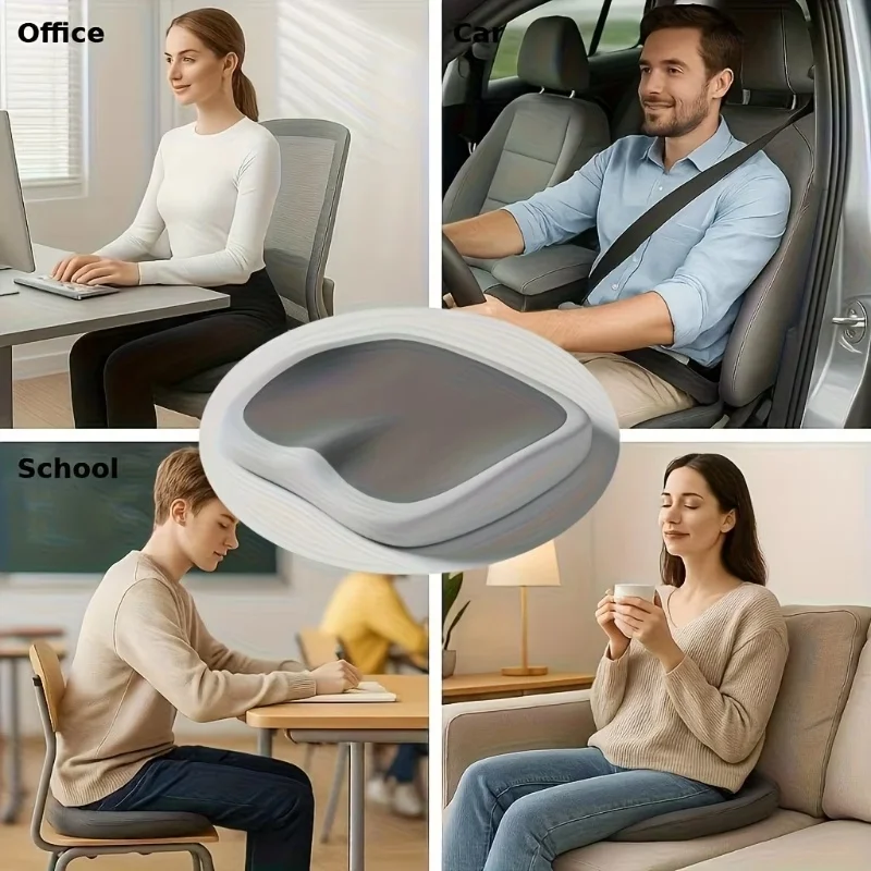 Ergonomic Memory Foam Seat Cushion For Long Hours Sitting Adjustable Lumbar And Waist Support Pad, Portable Chair Mat Suitable