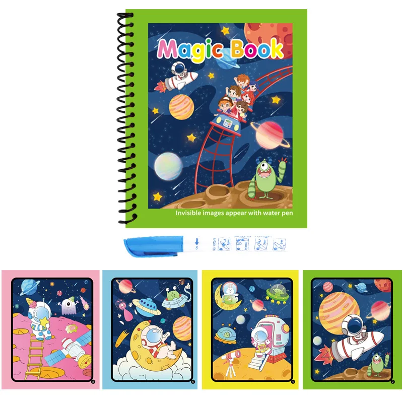 1pc DIY Magic Water Picture Books, Reusable Magic Drawing Books and Pens, Early learning Educational Activity Books