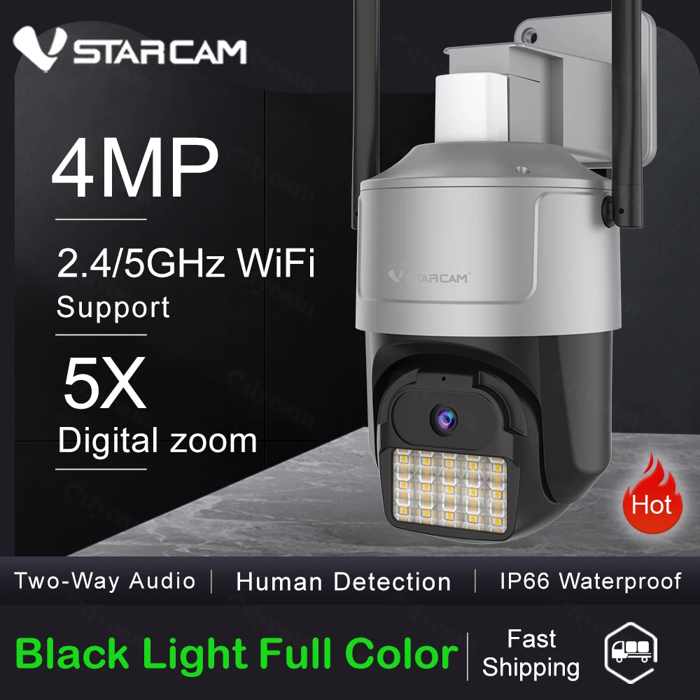 Vstarcam 4MP Outdoor IP Camera 2.4/5GHz WiFi HD PTZ Camera Security 5X Zoom Human Detection Full Color Night Vision Audio Cam