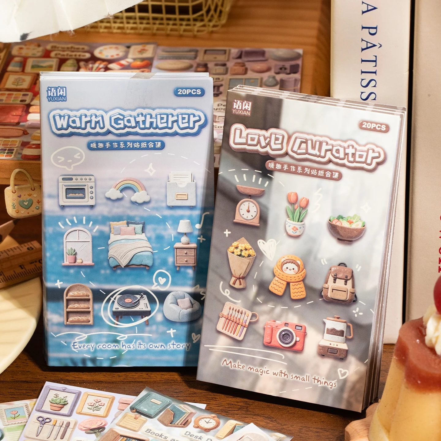 20 Blatt Warme und spielerische handgemachte Serie: Ins Simulation Keramik-Thema Stanzsticker-Buch DIY Tagebuch Ästhetische Schreibwaren-Aufkleber