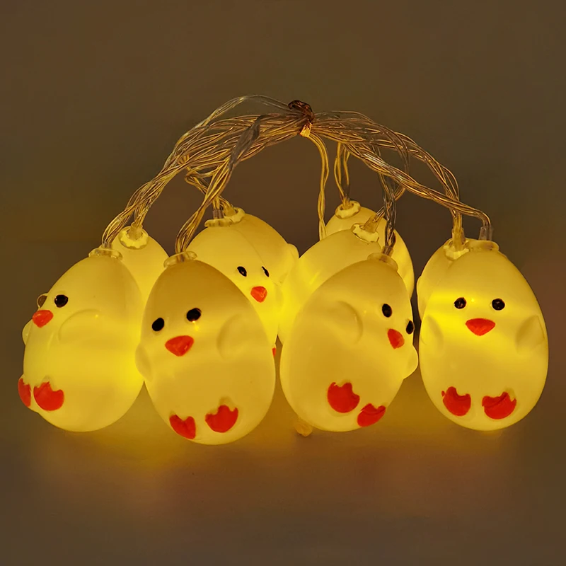 

10 LED Easter Chicks String Light Egg Eggshell Chicken Fairy Lights Garland Happy Easter Party Decoration Home Bedroom Ornament