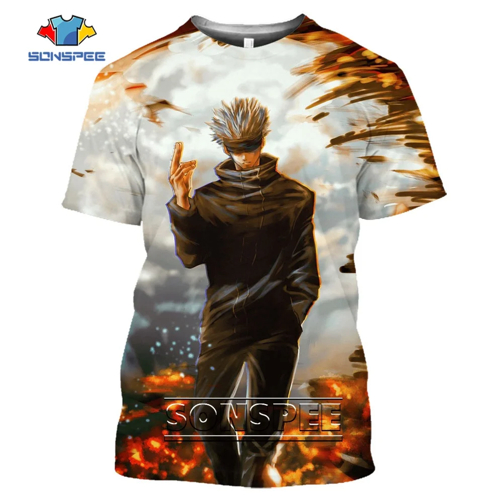 SONSPEE Manga Japanese Anime Jujutsu Kaisen T-Shirt 3D Print Cool Cartoon Harajuku Casual Clothing Men Women's Tshirt Kids Tops