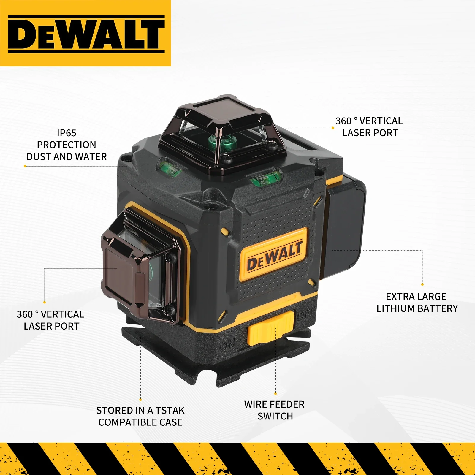 2025 جديد! DEWALT 4 جوانب * 360 درجة عمودي 3-4D مستوى الليزر شعاع أخضر 16 خطوط التسوية الذاتية العمودية عبر خط Lase #5