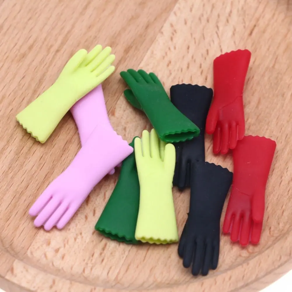 1/12 Scale Dollhouse Gloves Pink Green Scene Model Miniature Cleaning Gloves Laundry Decor Playing House Mini Baking Glove