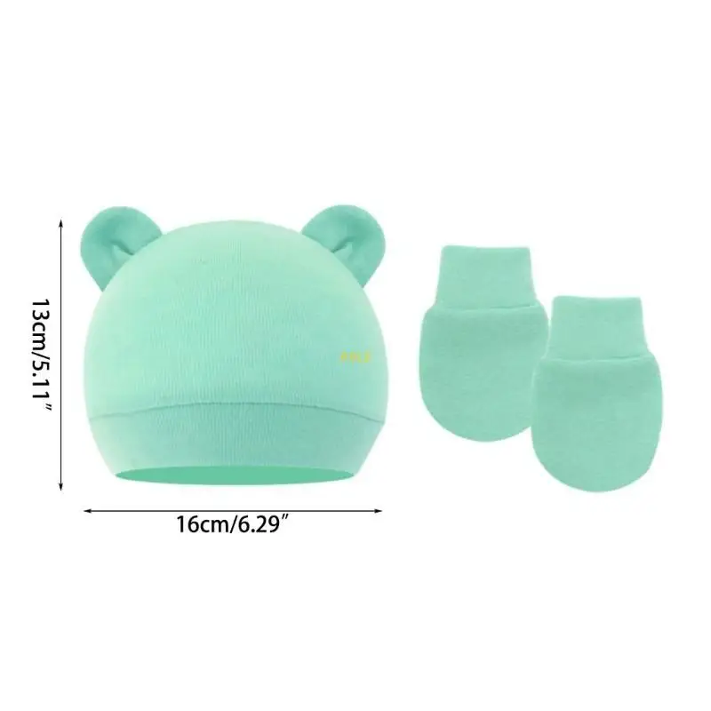 الوليد الطفل قبعة مع قفازات الخريف الشتاء الدافئة القطن طفل الاشياء الأطفال اكسسوارات قبعة الرضع 0-6 أشهر الرضع #6