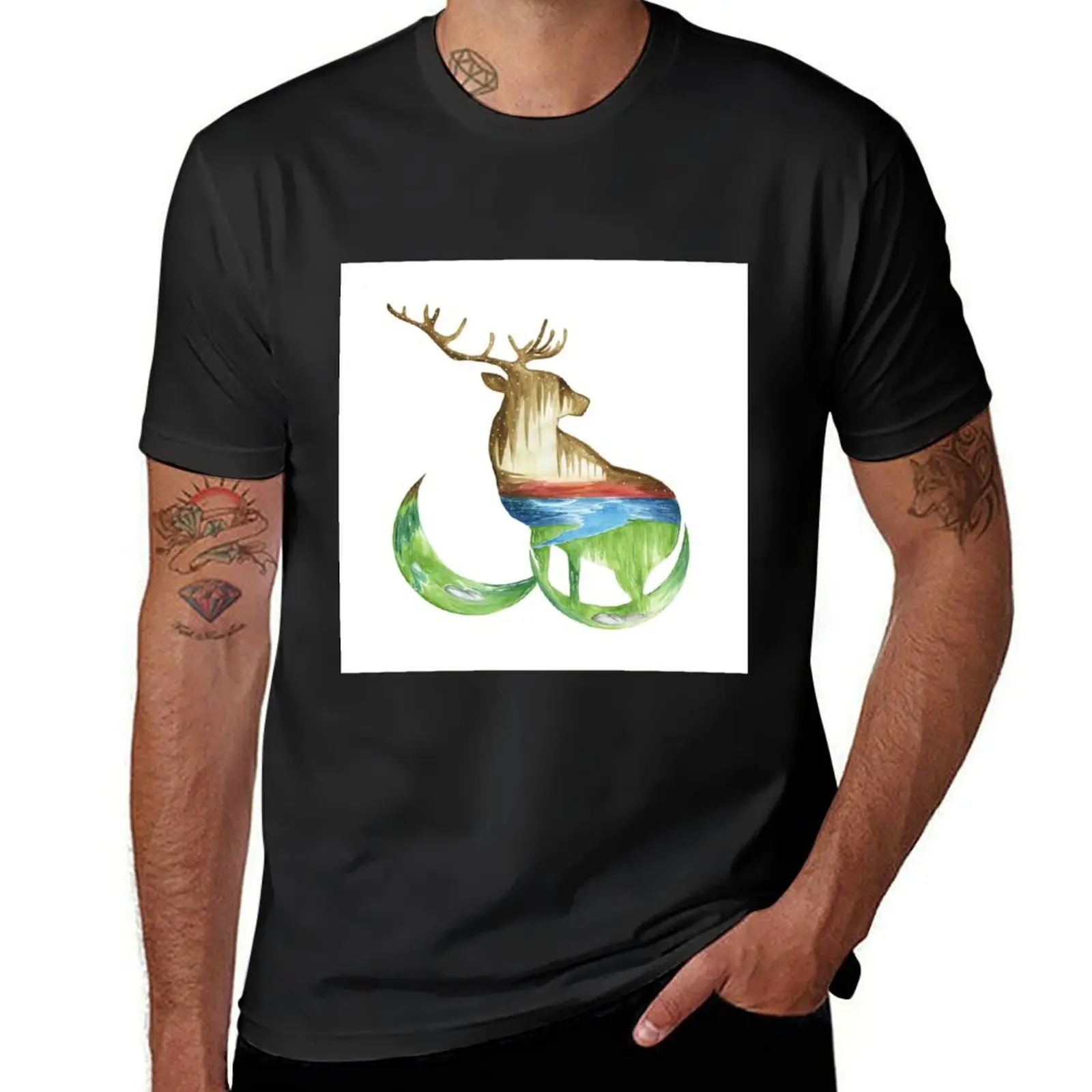 Nature Walk Deer Watercolor Painting T-Shirt sublime funnys for a boy mens graphic t-shirts funny