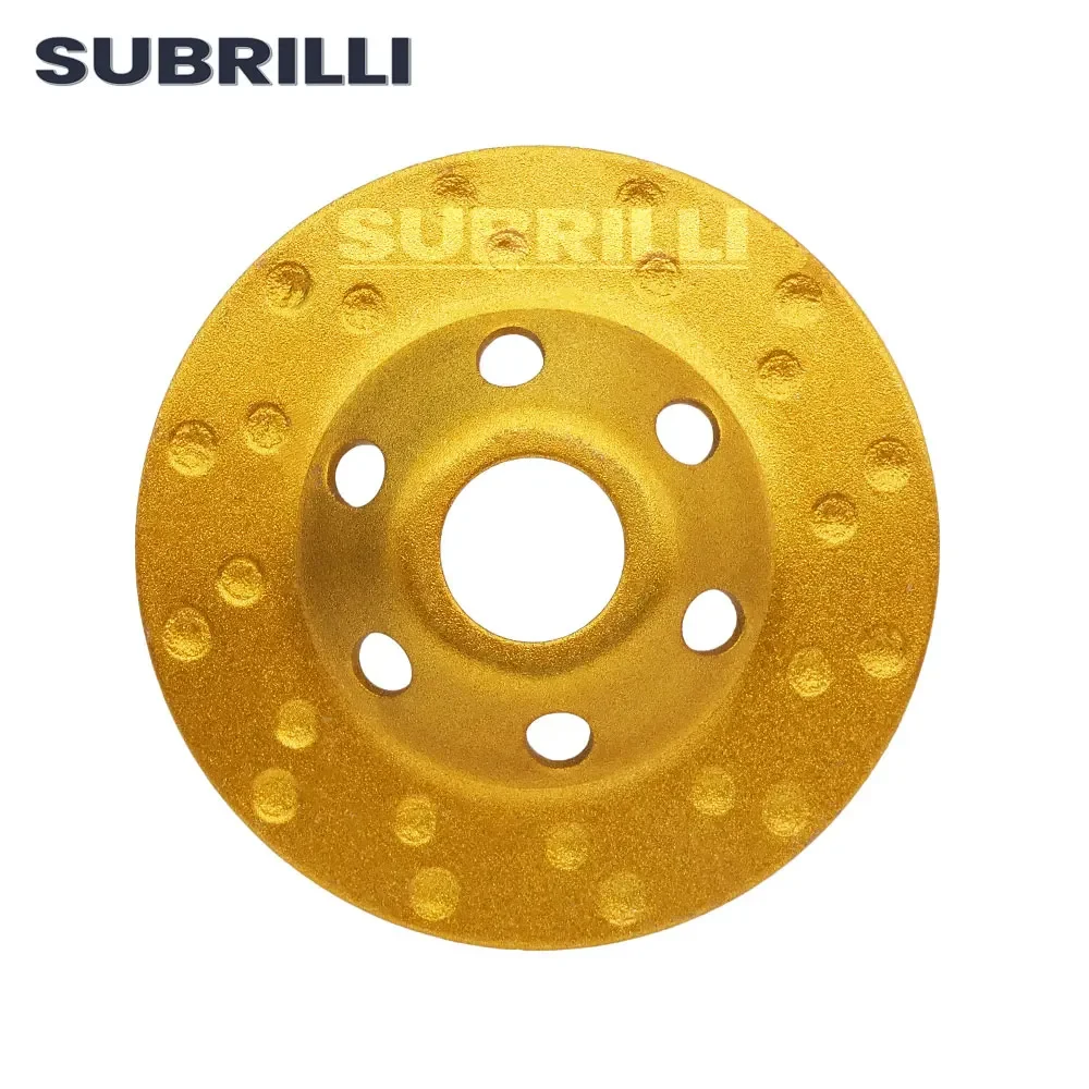 SUBRILLI 4 "قطعة عجلة طحن بتصميم ماسة صف مزدوج وعاء كوب قرص الطحن عجلة كاشطة لطاحونة الزاوية الجرانيت الخرساني