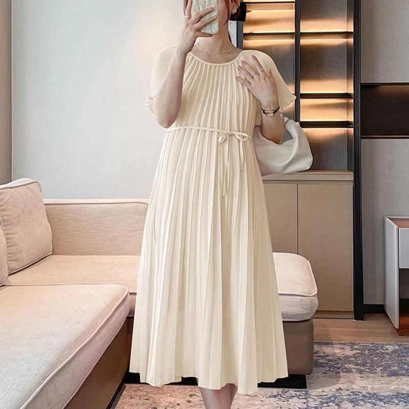 Maternity Dresses Korean Fashion Chiffon Maternity Dress Elegant Sweet Loose Clothes for Pregnant Women Ins Pregnancy Clothing