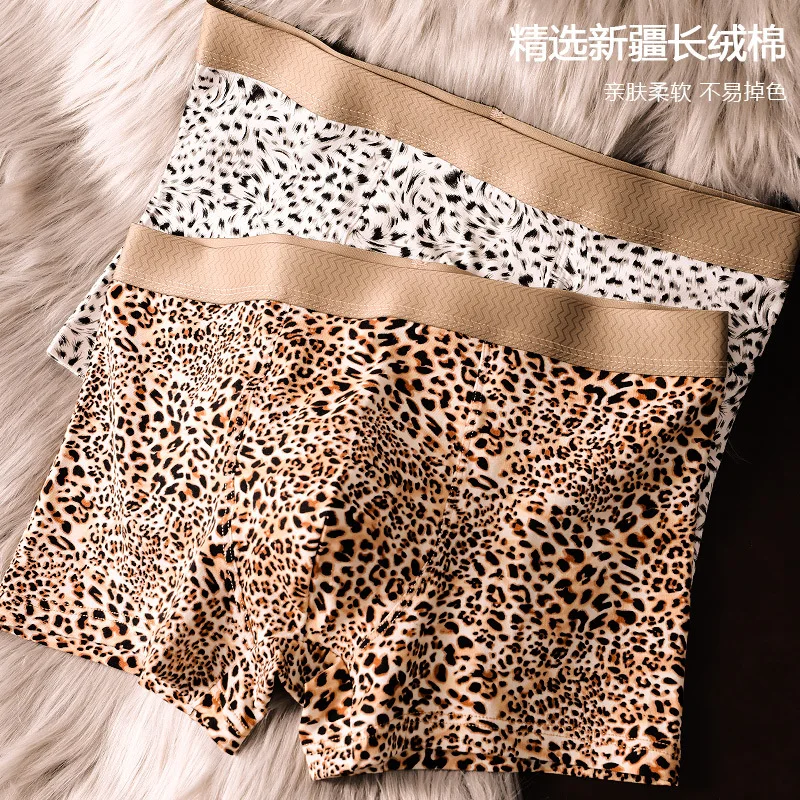 

Мужские трусы-боксеры с леопардовым принтом, средней посадки, удобные, дышащие, хлопковые, с U-образным вырезом для поддержки, сексуальные