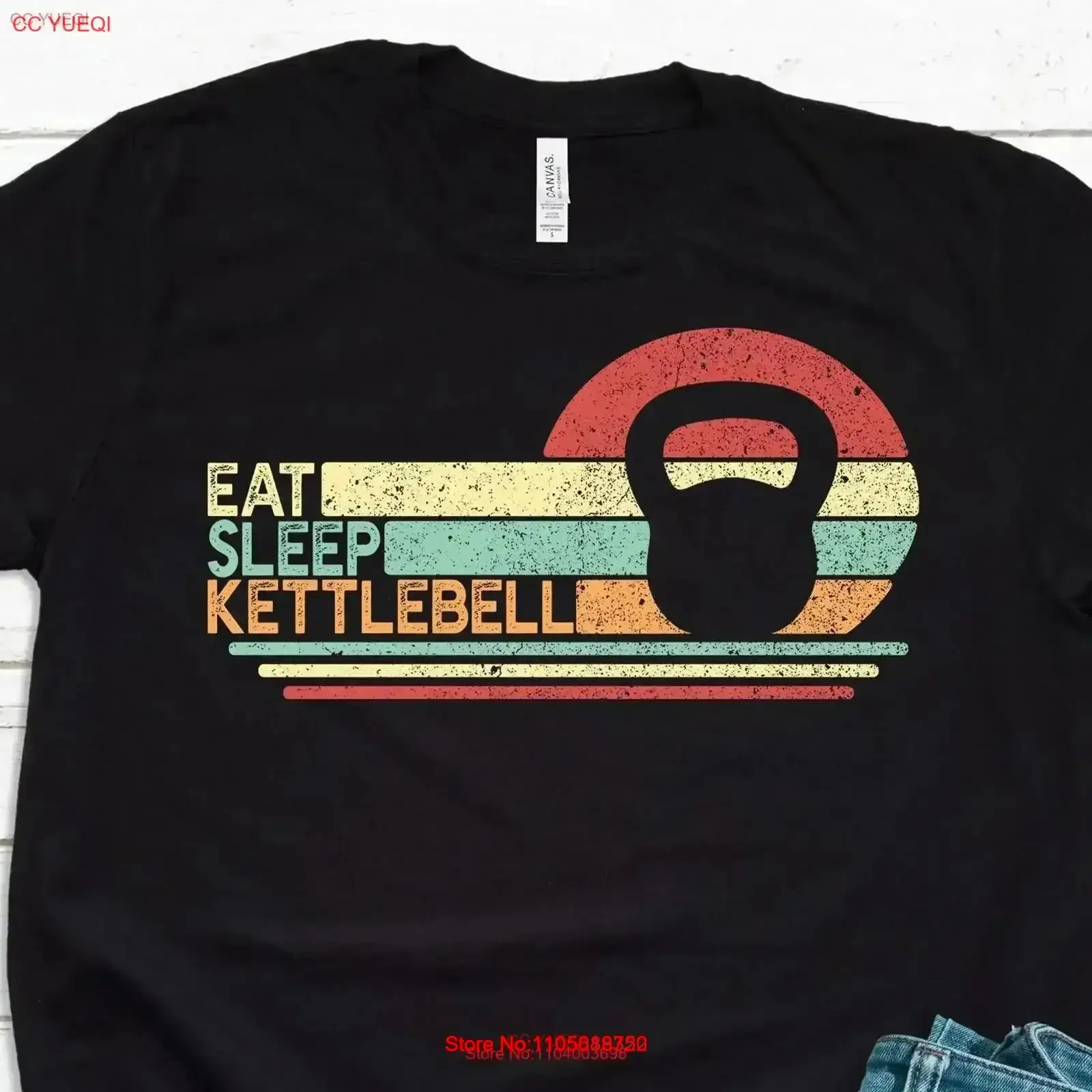 Eat Sleep Kettlebell T shirt Funny WorkouT Fitness Kettle Bell Clothes vintage Washed Stylish Casual Slightly homme Soft