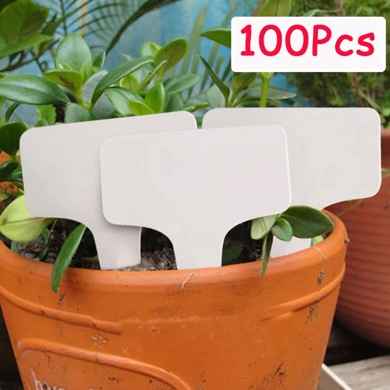 100/50Pcs Horticultural Labels Plastic Planting Plant Labels Planting Signs Three-dimensional Labels Flower Labels/T-type Labels