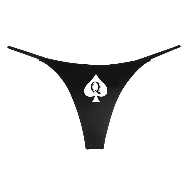 Q Spades-ropa interior Sexy para mujer, Tanga de doble capa con correa fina, sin costuras, para gimnasio, regalo