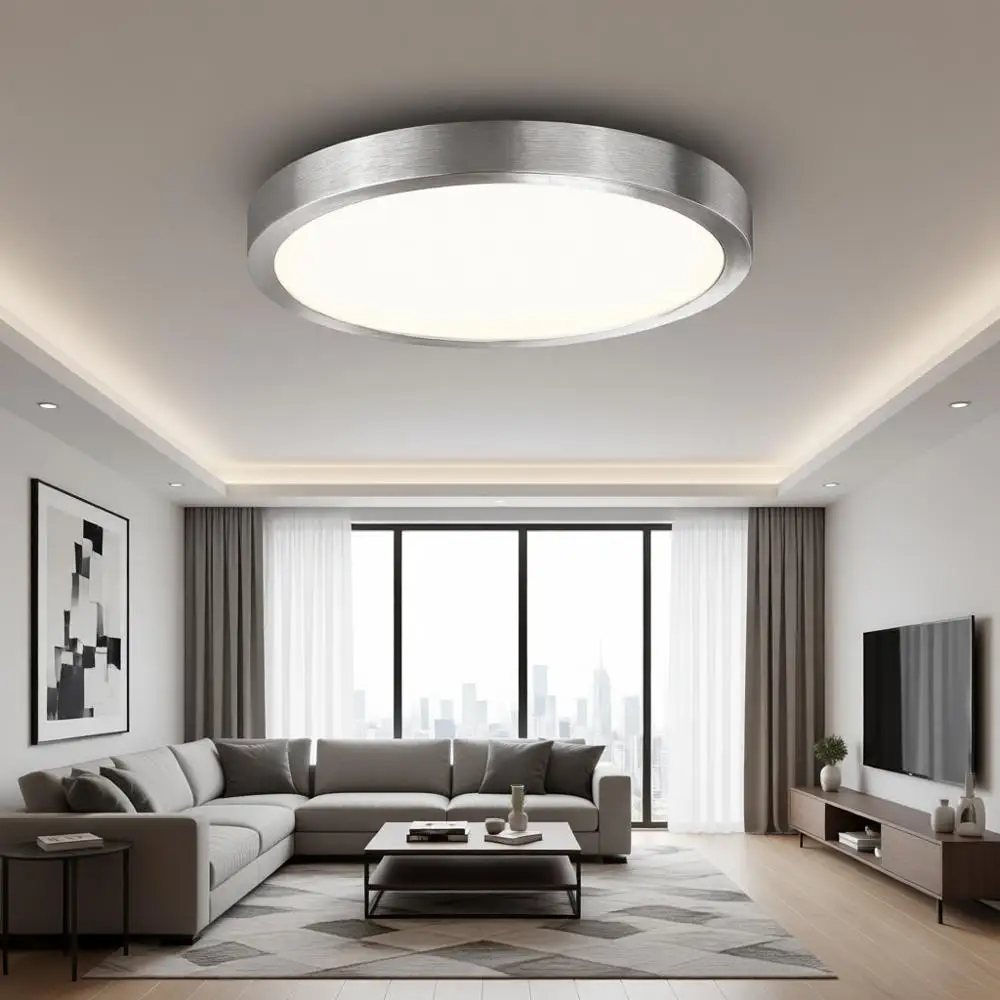 10 Inch LED Ceiling Light Fixture, Super Slim Mount Light for Kitchen, Metal and Glass LED Ceiling Light for Low Ceiling, Hallwa