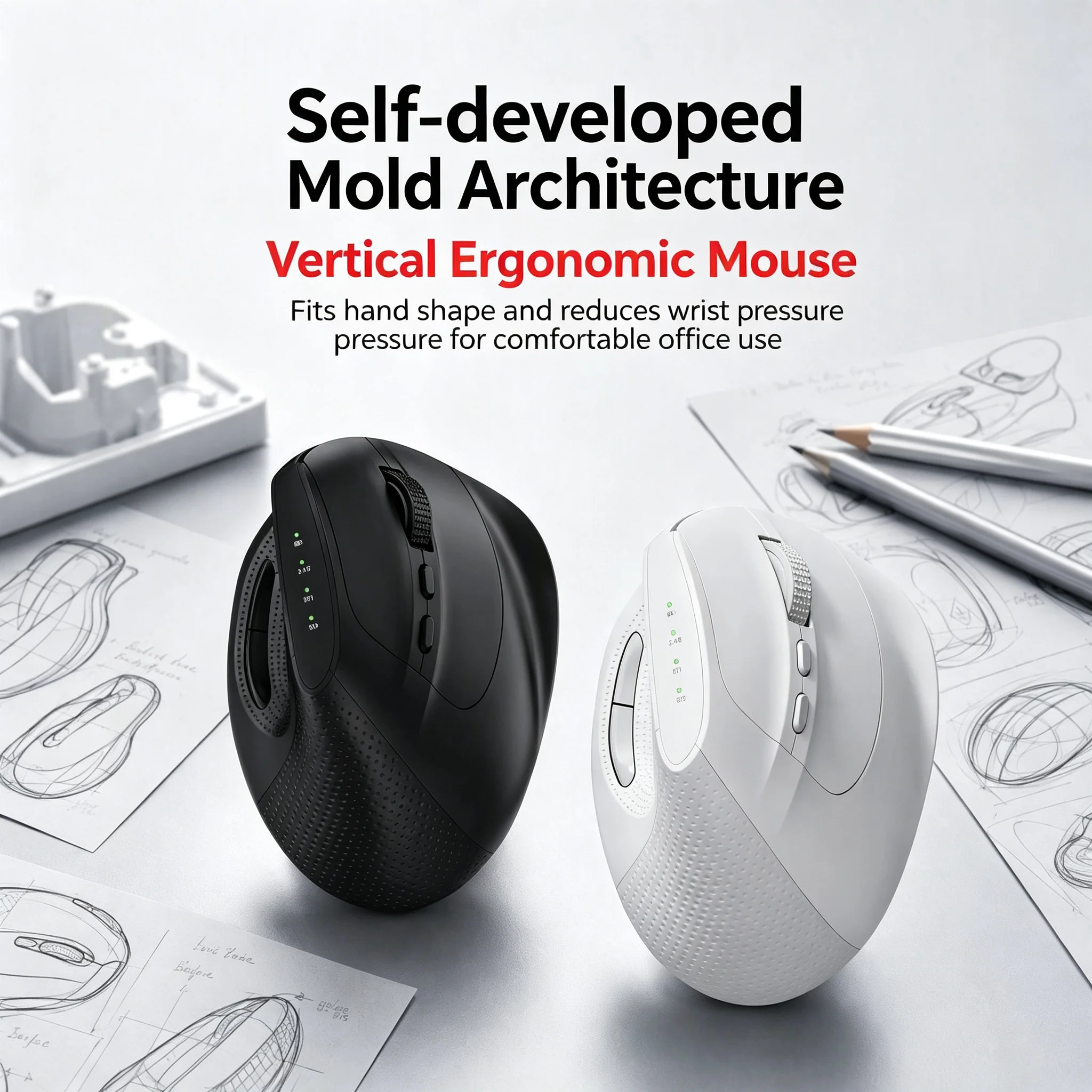 Wireless 2.4G Bluetooth Dual-Mode Optical Mouse Anti-Slip Ergonomic Vertical Design Slient Click Office Mouse For PC Computer