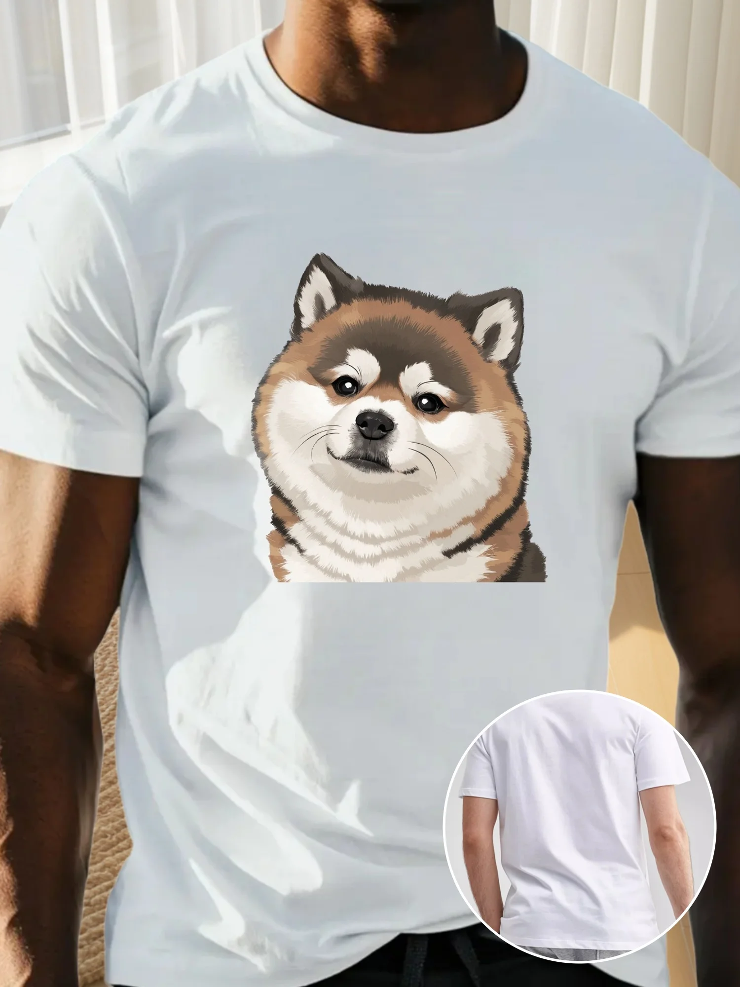 

Cute Shiba Inu Dog Graphic Tee Men Casual Summer Breathable Crew Neck T-Shirt Big Tall