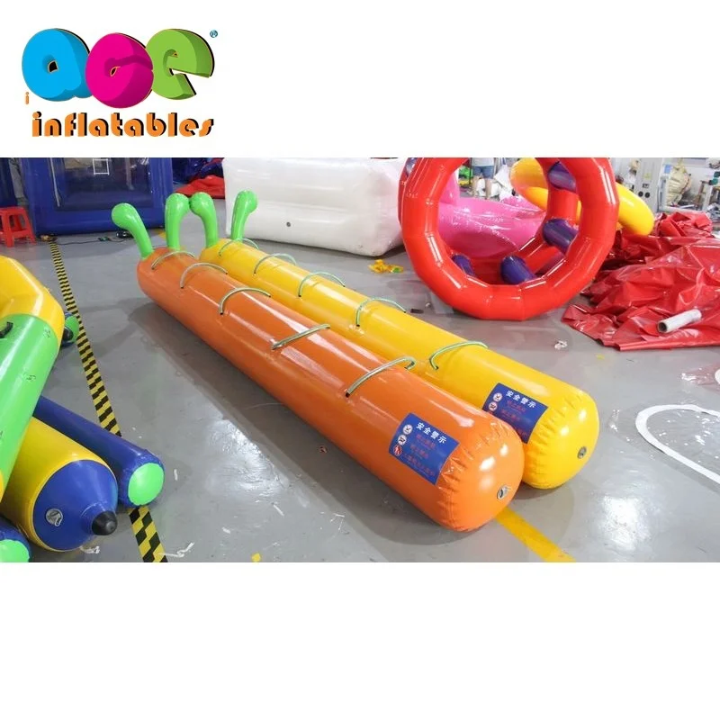 Hot sale interactive team building inflatable water park toys inflatable water caterpillar Racing Tube ride game