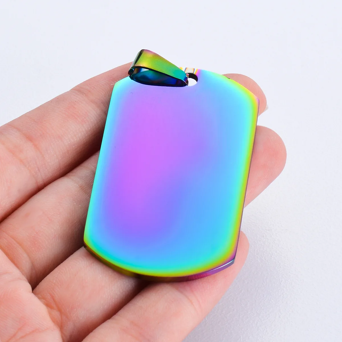 10pcs Wholesale Stainless Steel Military Army Style ID Blank Dog Tags Pendant Rectangle Necklace Jewelry Accessories (7 Color)