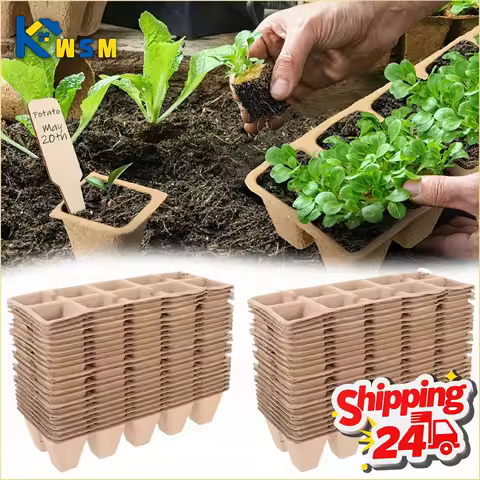 20/40PCS Biodegradable Pulp Seedling Trays Grid Lightweight Breathable Seed Starter Pots for Succulents Vegetables Garden