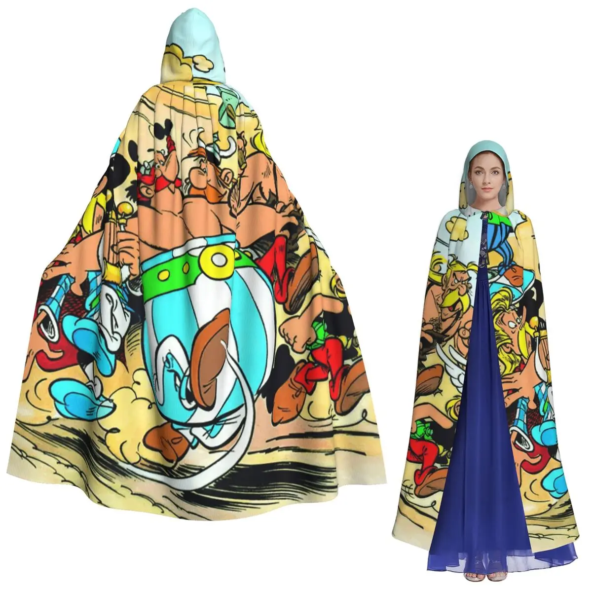 Capa larga con capucha de Asterix y Obelix Dogmatix, disfraz Medieval de bruja, capa de Cosplay, Halloween, vampiro, adulto, Unisex
