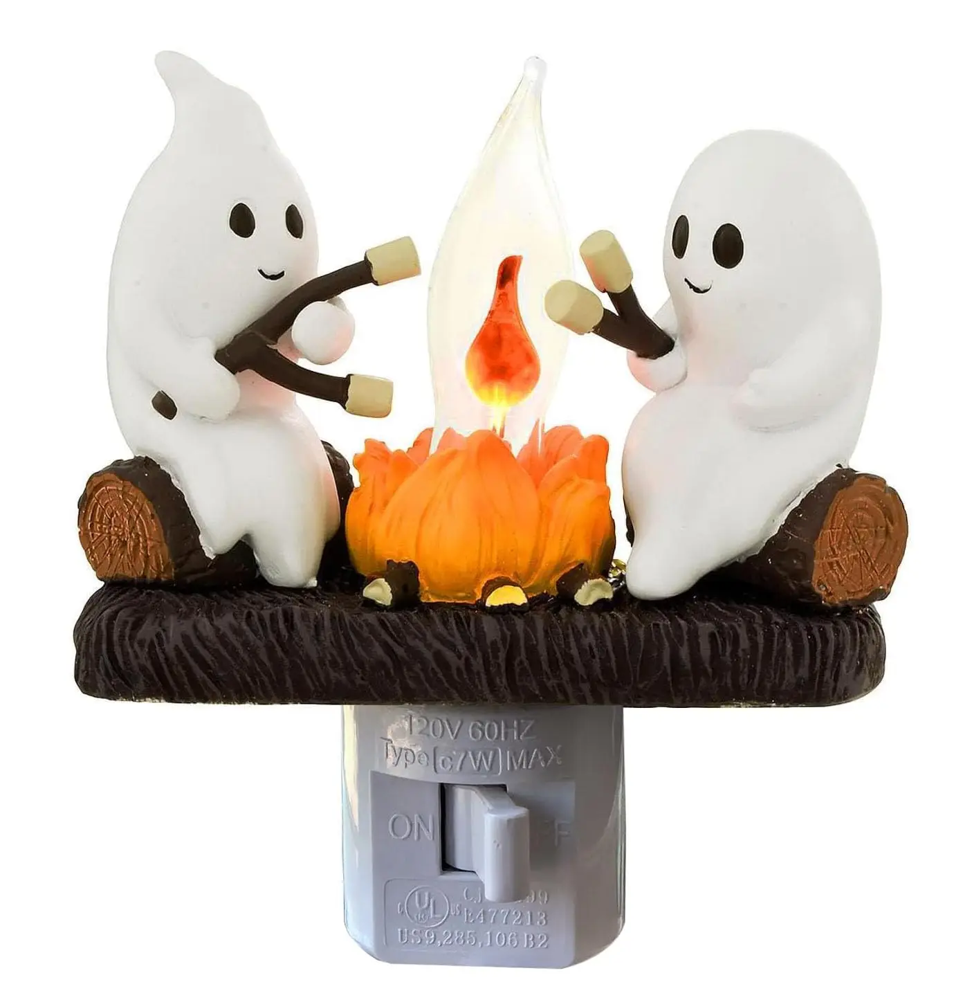 Ghost Campfire Flickering Night Light Ghosts Campfire Flicker Flame Halloween Nightlight Faux Night Light US Plug into Wall