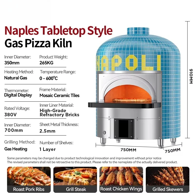 500°C Commercial Pizza Oven Customizable Neapolitan Electric Mosaic Tabletop High Heat for Restaurant Bakery Shop customized